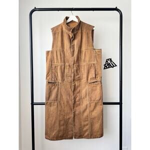 Boris Bidjan Saberi Waxed Denim Tactical Long Sleeveless Coat